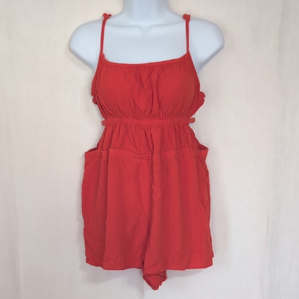Arizona Jean Co Dark Orange Strappy Romper Size Medium